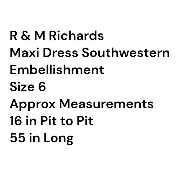 R&M Richards Southwestern Maxi Dress Blue Tan Size 6 A-Line Stretch Travel Soft - Picture 8 of 12